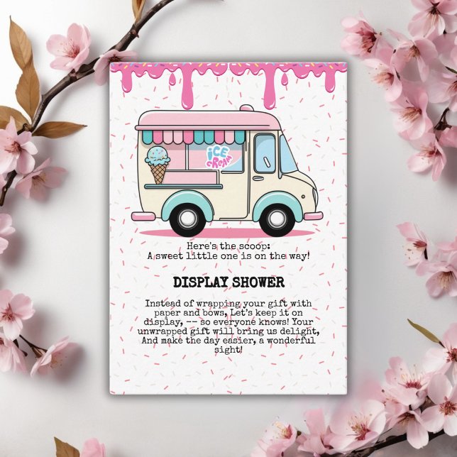 Carte D'accompagnement Baby shower des arroseurs de camion à glace Crème (Créateur téléchargé)