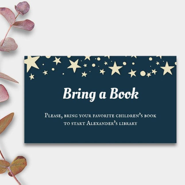 Carte D'accompagnement Baby shower des étoiles bleues et jaunes Apportez  (Créateur téléchargé)