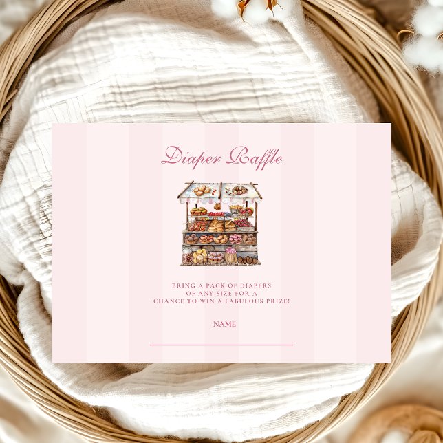 Carte D'accompagnement Baby shower des fermiers roses Diapper Raffle (Créateur téléchargé)