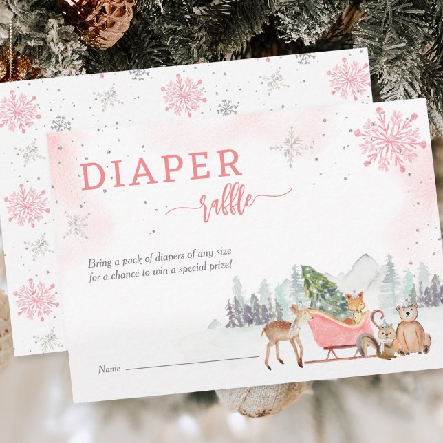 Carte D'accompagnement Baby shower des filles du bois de l'hiver du chape (Créateur téléchargé)