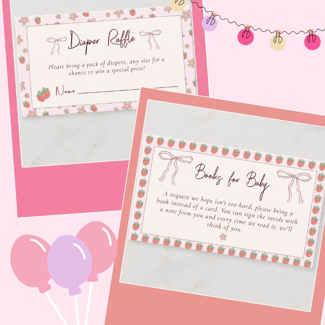 Carte D'accompagnement Baby shower d'été de la fraise de la fraise (Créateur téléchargé)
