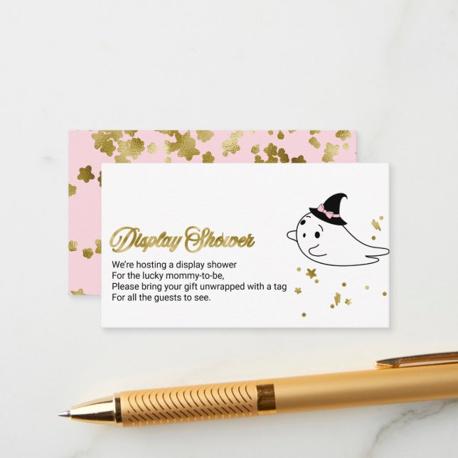 Carte D'accompagnement Baby shower d'Halloween Ghost mignonne douche (Devant/Arrière en situation)