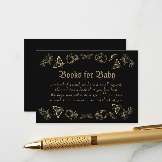 Carte D'accompagnement Baby shower d'Halloween gothique victorien sombre (Devant/Arrière en situation)