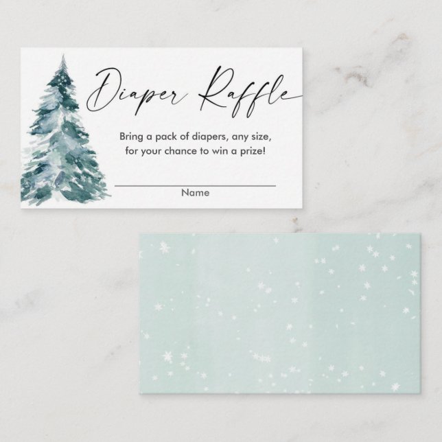 Carte D'accompagnement Baby shower d'hiver neutre selon le sexe tombole d (Devant / Derrière)