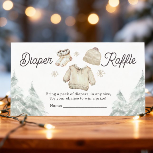 Carte D'accompagnement Baby shower d'hiver Raffle de couches de neige fro (Créateur téléchargé)