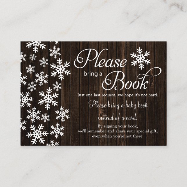 Carte D'accompagnement Baby shower d'hiver rustique en bois Apportez un l (Devant)
