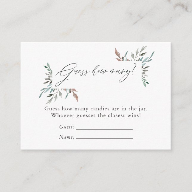 Carte D'accompagnement Baby shower d'hiver rustique verdure Candy Devinan (Devant)