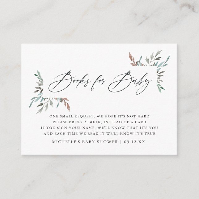 Carte D'accompagnement Baby shower d'hiver rustique verdure Demande de ré (Devant)