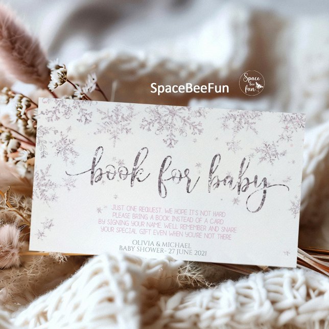 Carte D'accompagnement Baby shower d'hiver Snowflake (snowflake diaper raffle,winter baby shower,book for baby,snowflake book for baby,winter diaper raffl)