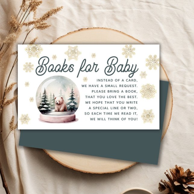 Carte D'accompagnement Baby shower d'hiver Snowflake Demande de réservati (Snowflake Winter Baby Shower Book Request Enclosure Card)