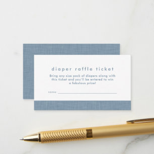 Carte D'accompagnement Baby shower diaper billet de tombola chambray bleu