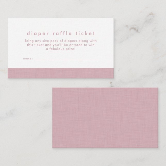 Carte D'accompagnement Baby shower diaper billet de tombola lin rose (Devant / Derrière)