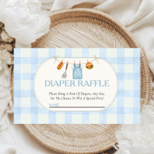 Baby Shower Diaper Raffle Blue Gingham Baby-Q