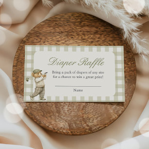 Carte D'accompagnement Baby Shower Diaper Raffle Gingham Golf