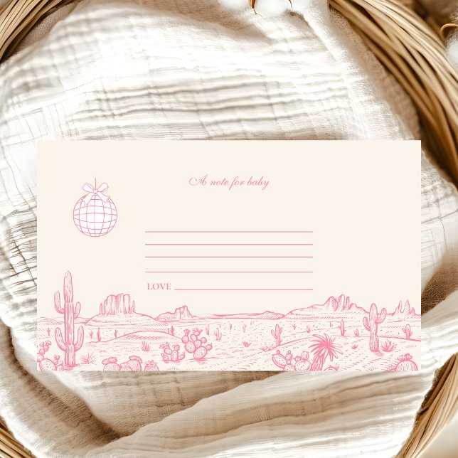 Carte D'accompagnement Baby shower Disco Cowgirl Note pour bébé (Créateur téléchargé)
