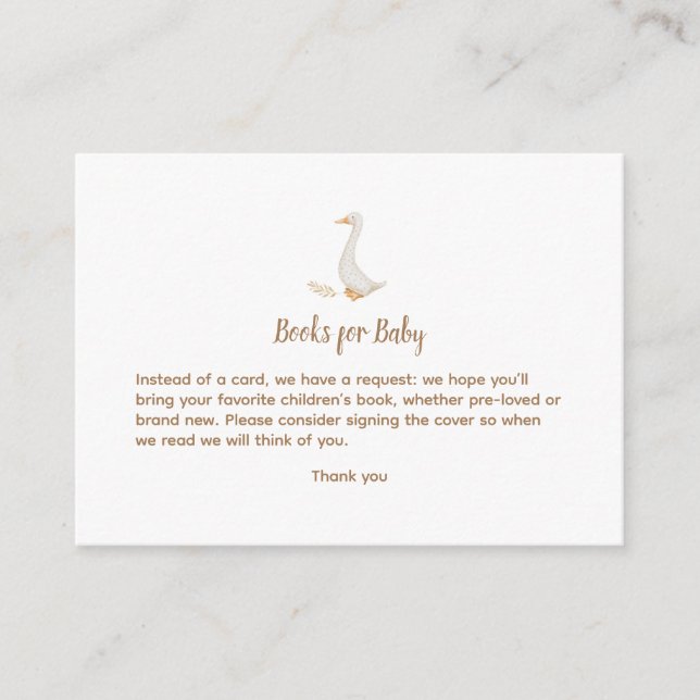 Carte D'accompagnement Baby shower d'oie (Devant)