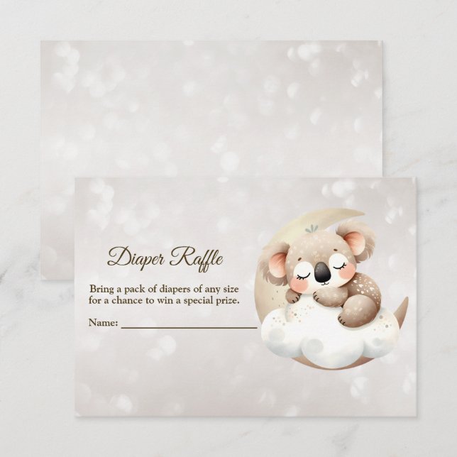 Carte D'accompagnement Baby shower Dormir Bébé Animal Déchets Raffle (Devant / Derrière)