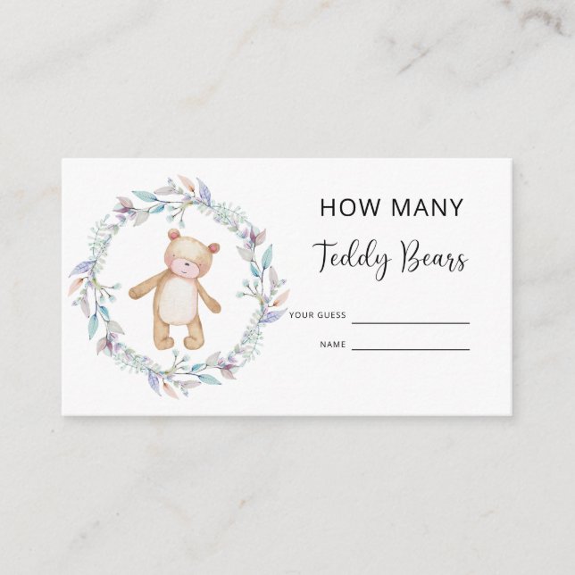 Carte D'accompagnement Baby shower d'ours devinez combien de nounours (Devant)