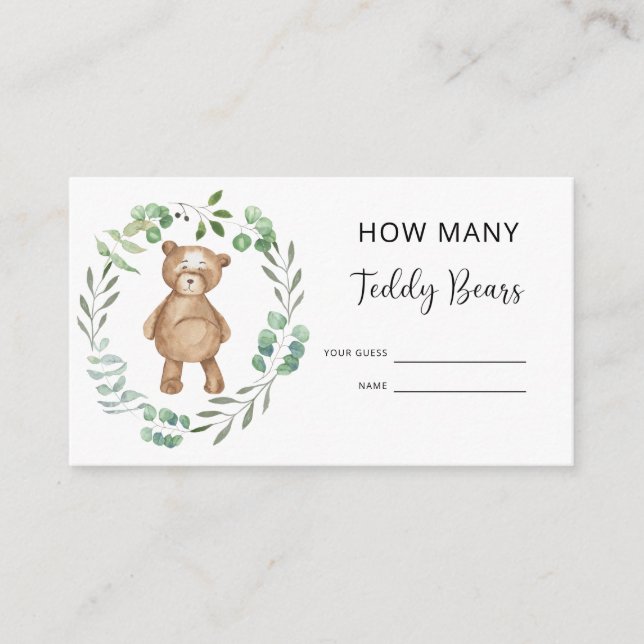Carte D'accompagnement Baby shower d'ours devinez combien de nounours (Devant)