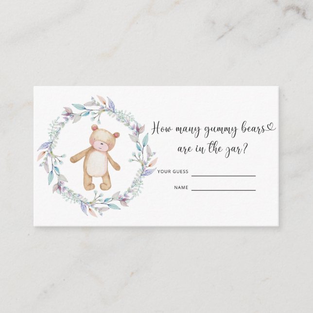 Carte D'accompagnement Baby shower d'ours devinez combien d'ours (Devant)