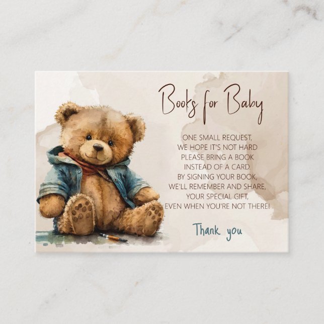 Carte D'accompagnement Baby shower d'ours en peluche à l'aquarelle brun d (Devant)