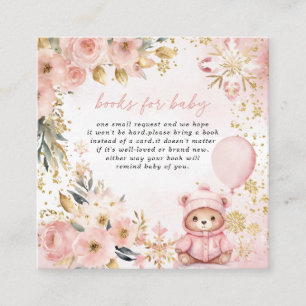 Carte D'accompagnement Baby shower d'ours rose or floral Livres pour bébé