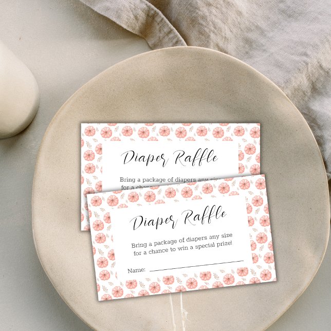 Carte D'accompagnement Baby shower doux Citrouille Raffle de couche (Sweet Pumpkin Baby Shower Diaper Raffle Enclosure Card)