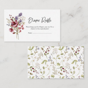 Carte D'accompagnement Baby shower doux Fleur sauvage Raffle de couche