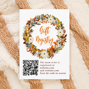 Carte D'accompagnement Baby shower du registre citrouille de couronne flo
