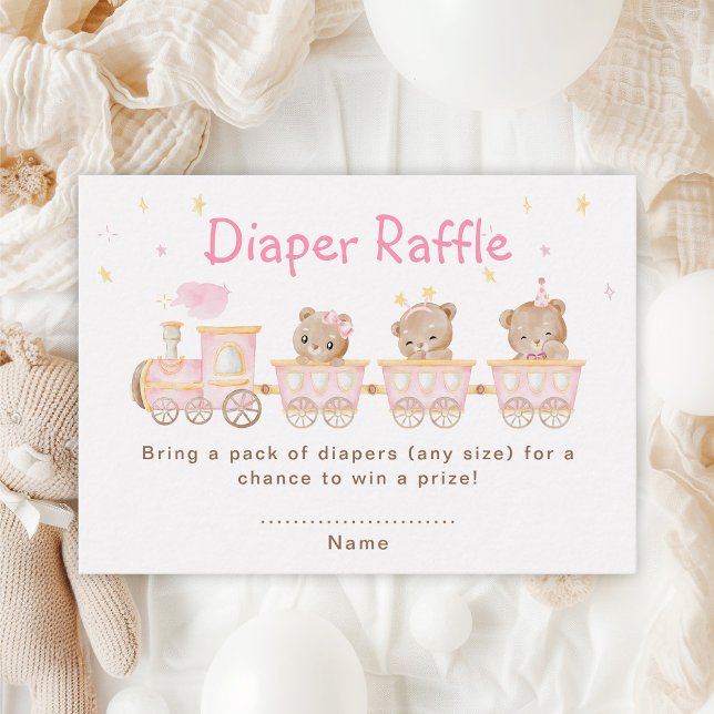 Carte D'accompagnement Baby shower du train rose de l'ours (Créateur téléchargé)