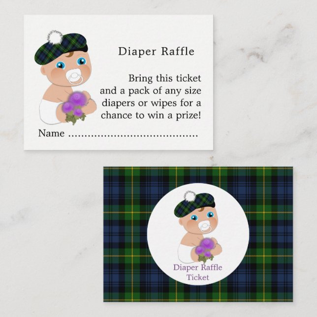 Carte D'accompagnement Baby shower écossais Tartan Thistle Flower Cute (Devant / Derrière)