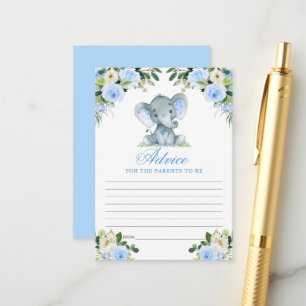 Carte D'accompagnement Baby shower Elephant Blue Floral Conseils