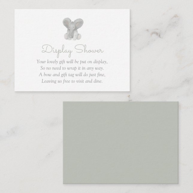 Carte D'accompagnement Baby shower Elephant Green Livres pour Baby Enclo (Devant / Derrière)