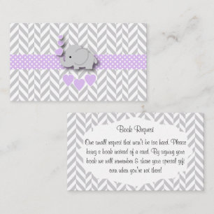 Carte D'accompagnement Baby shower éléphant gris violet Demande de carnet