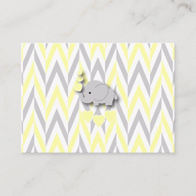Carte D'accompagnement Baby shower éléphant jaune et gris demande de rése (Devant)