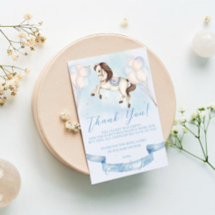 Carte D'accompagnement Baby shower Fairytale Pony Stars Bleus