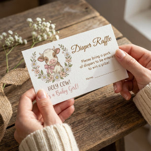 Carte D'accompagnement Baby Shower Fête Bébé Vache Sainte Rose Tirage au 