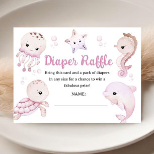 Carte D'accompagnement Baby Shower Fille Océan Bébé Rose Tirage au Sort C
