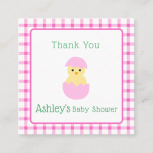 Carte D'accompagnement Baby Shower Fille Poussin Oeuf Rose 
