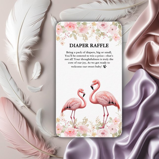 Carte D'accompagnement Baby shower Flamant rose rose floral élégant (Créateur téléchargé)