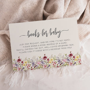 Carte D'accompagnement Baby Shower Fleur des Champs Livre Demande Beige