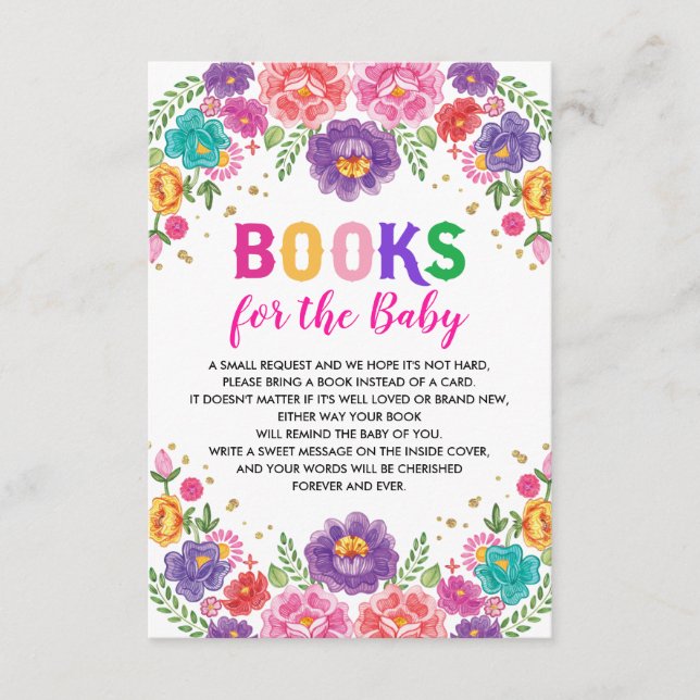 Carte D'accompagnement Baby shower Fleur mexicaine Livres pour Baby E (Devant)