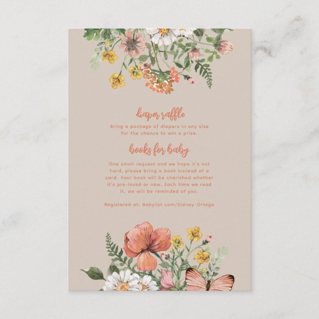 Carte D'accompagnement Baby shower fleur sauvage (Devant)