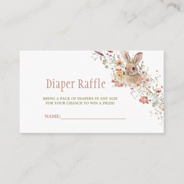 Carte D'accompagnement Baby shower Fleur sauvage de lapin de Pâques Déche (Devant)