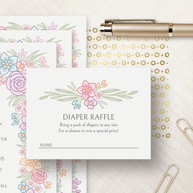 Carte D'accompagnement Baby shower Fleur sauvage floral (Créateur téléchargé)