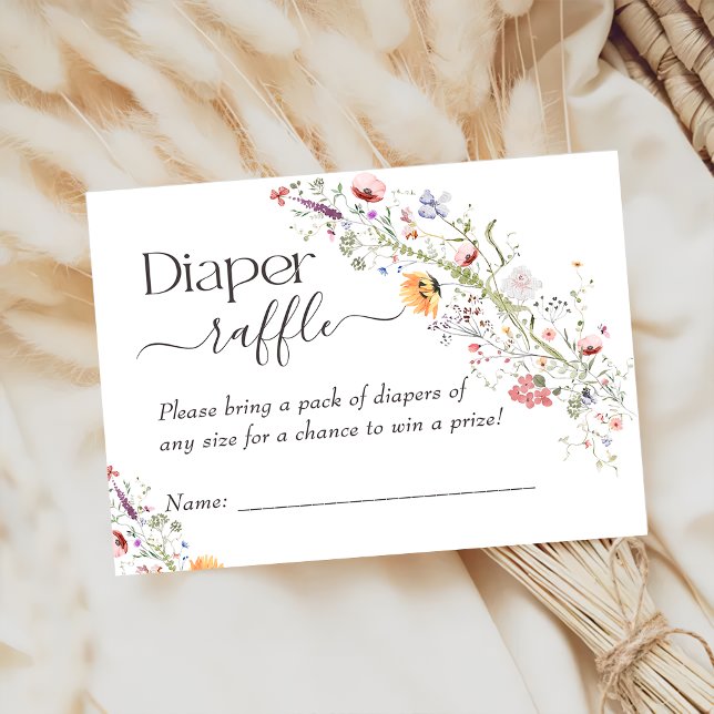 Carte D'accompagnement Baby shower fleur sauvage Floral Diaper (Créateur téléchargé)