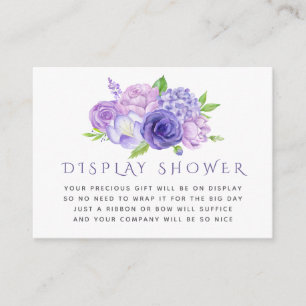 Carte D'accompagnement Baby Shower Fleurs Aquarelle Ultra Violet Présento