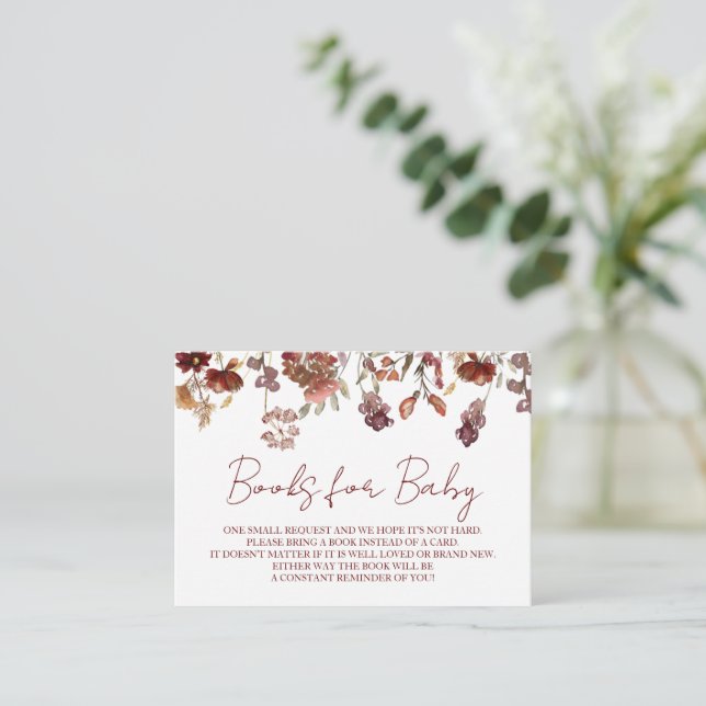 Carte D'accompagnement Baby shower Fleurs sauvages, Demande de livre d'au (Debout devant)
