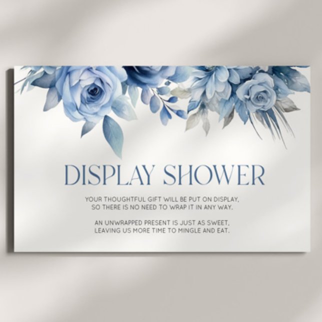 Carte D'accompagnement Baby shower Floral bleu avec douche (Créateur téléchargé)