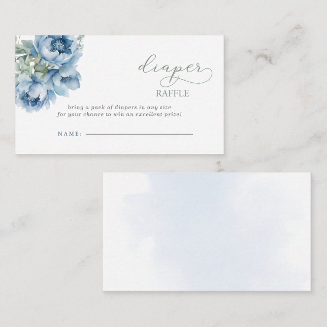Carte D'accompagnement Baby shower floral bleu chevalier  (Devant / Derrière)